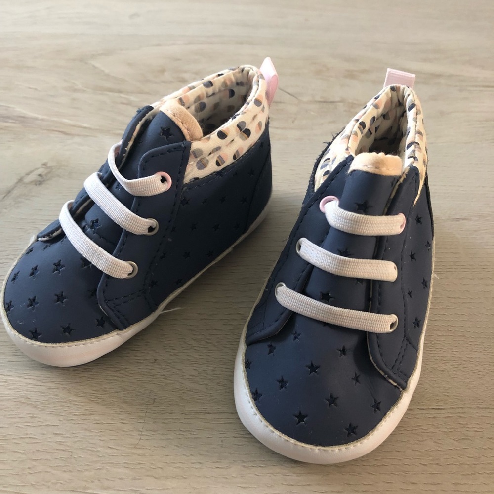 Obaibi Navy baby high top crib trainers, 6-12mths